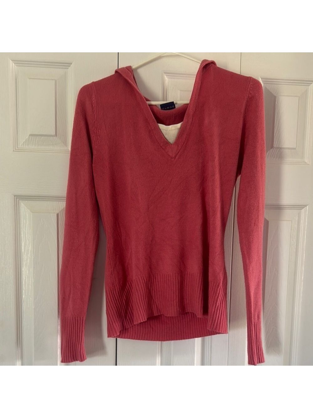 Soft Pink V-Neck Sweater with Relaxed Fit